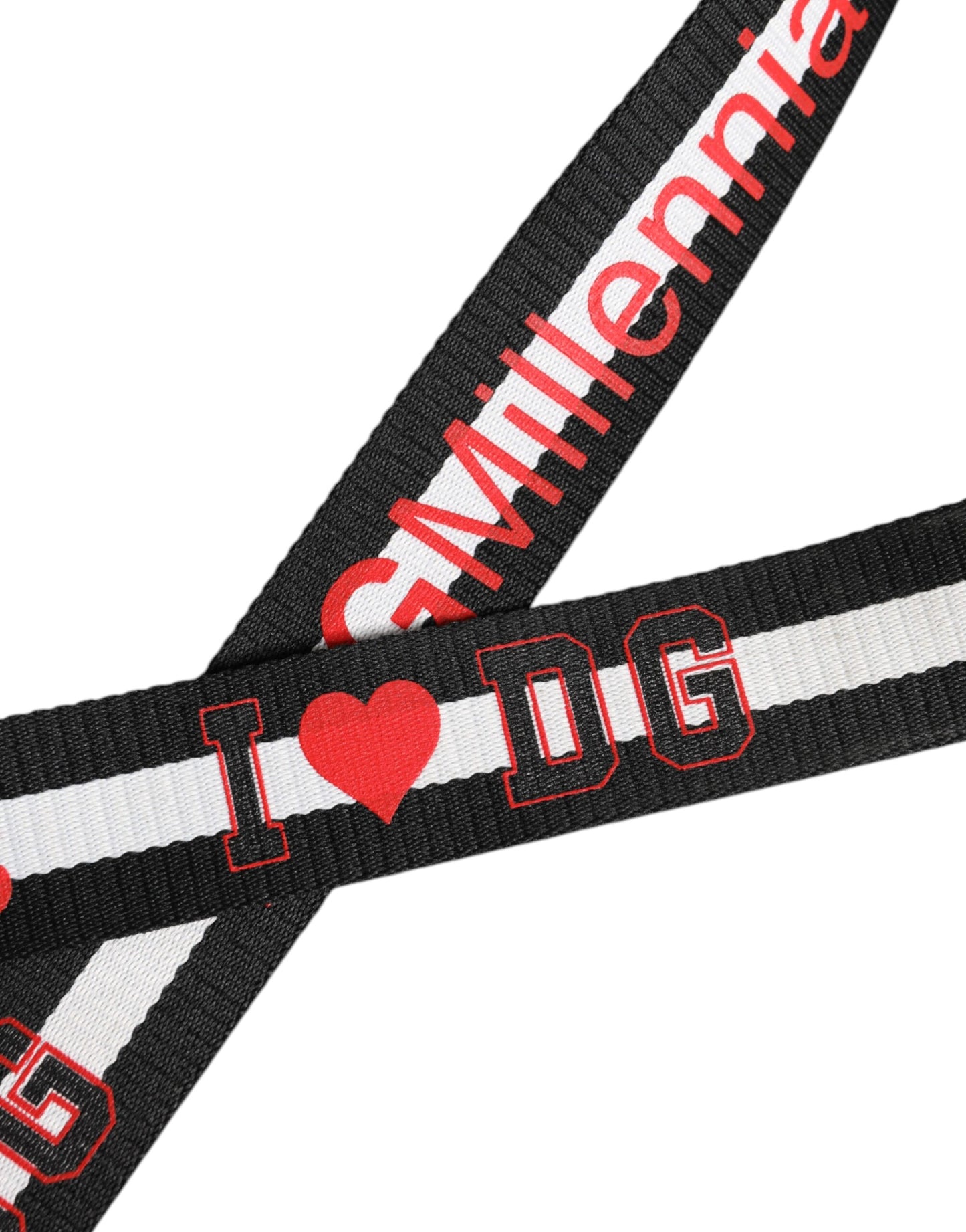 Curea Dolce & Gabbana cu cataramă din metal imprimat cu logo negru și alb