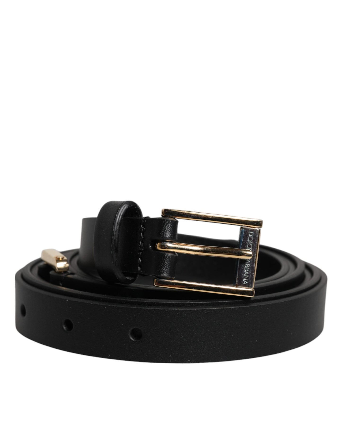 Curea Dolce & Gabbana neagră din piele de vițel cu cataramă clasică din metal cu logo