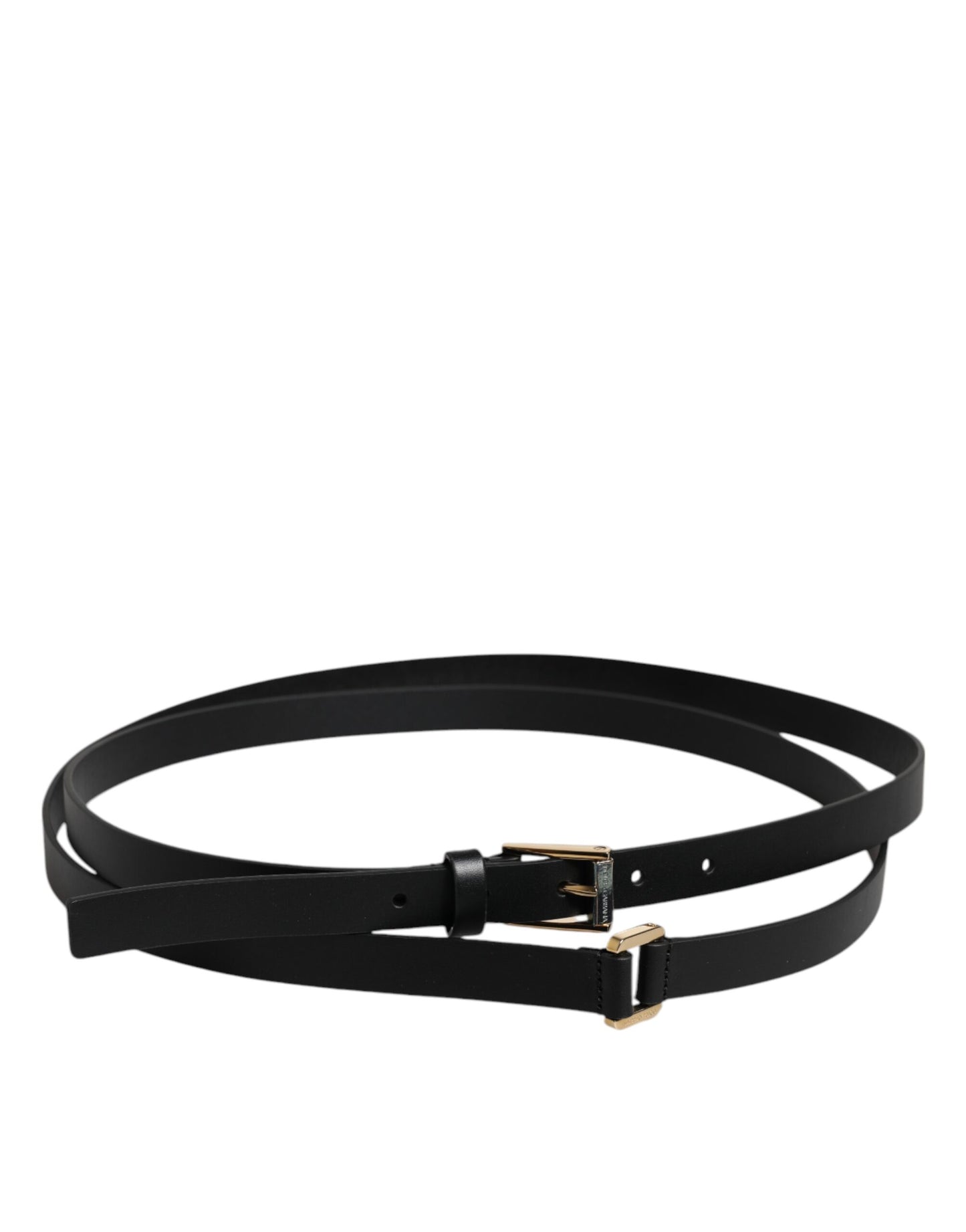 Curea Dolce & Gabbana neagră din piele de vițel cu cataramă clasică din metal cu logo