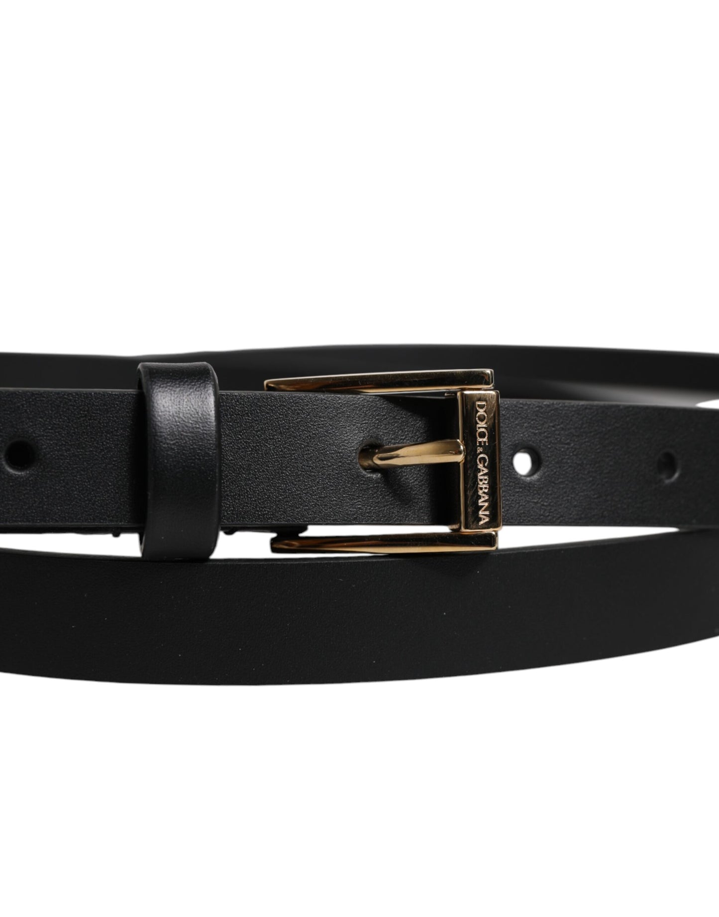 Curea Dolce & Gabbana neagră din piele de vițel cu cataramă clasică din metal cu logo
