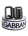 Dolce & Gabbana Black White Logo Printed Metal Buckle Belt