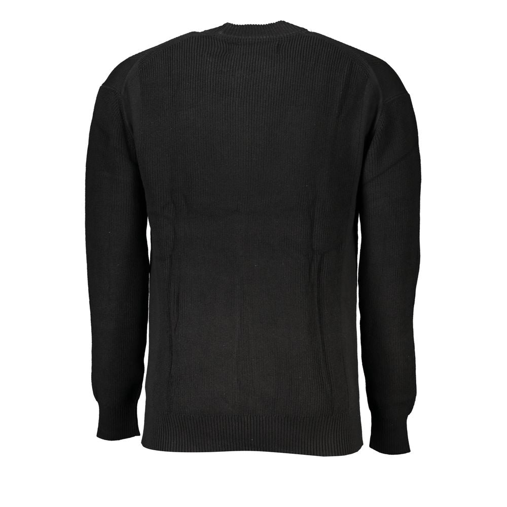 Pulover elegant cu guler rotund din bumbac Calvin Klein, cu detalii contrastante
