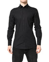 Dolce & Gabbana Black GOLD Cotton Dress Formal Shirt