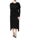 Dolce & Gabbana Black Wool Long Sleeves Sheath Midi Dress