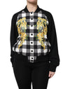 Dolce & Gabbana Black White Check Floral Button Down Jacket