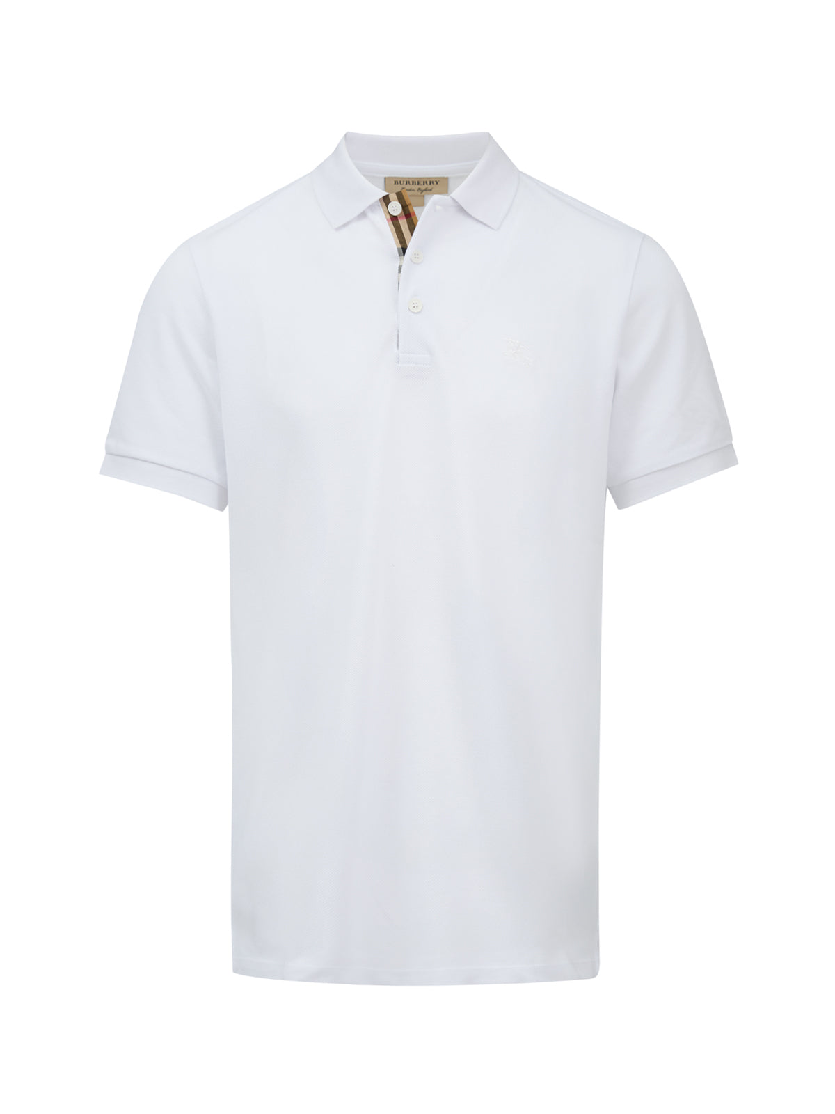Burberry White Cotton Collared Polo Shirt