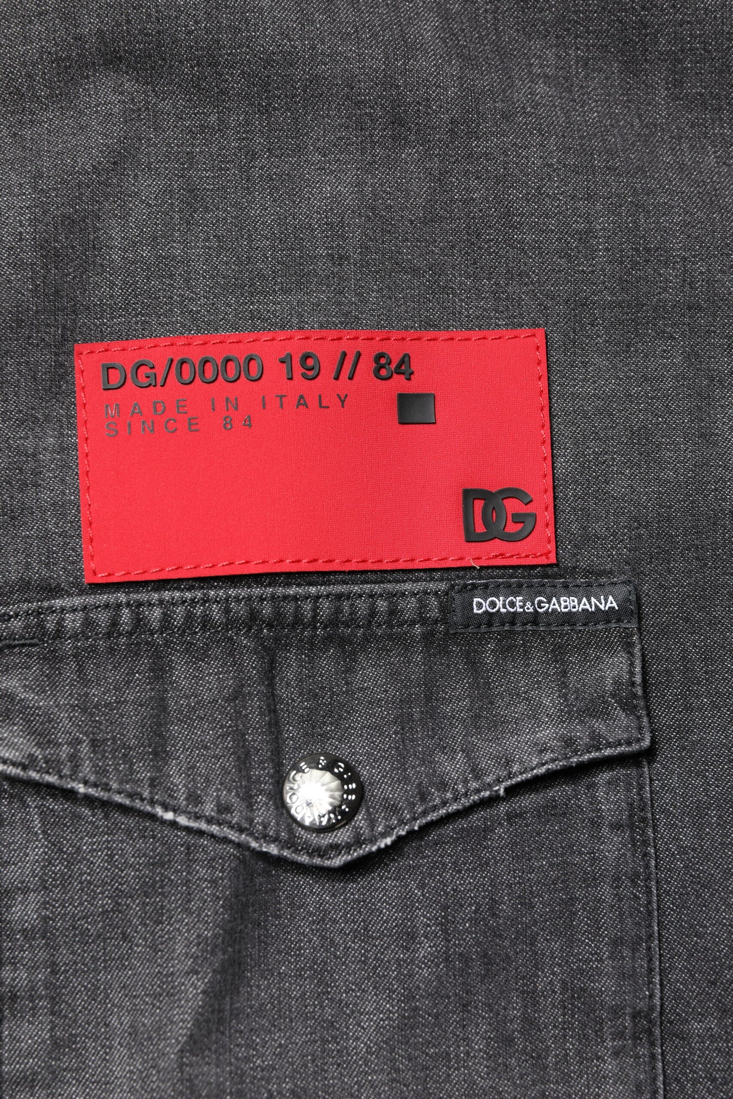 Cămașă din denim gri cu mânecă lungă și nasturi Dolce & Gabbana