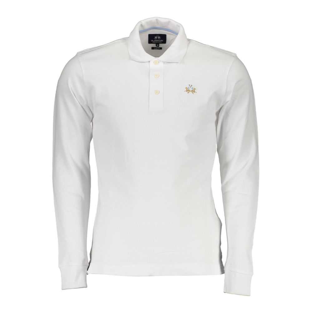 Tricou polo elegant slim fit La Martina cu detalii brodate