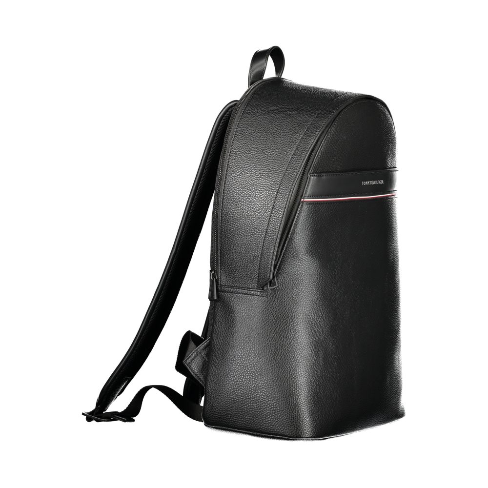 Tommy Hilfiger Black Polyester Men Backpack
