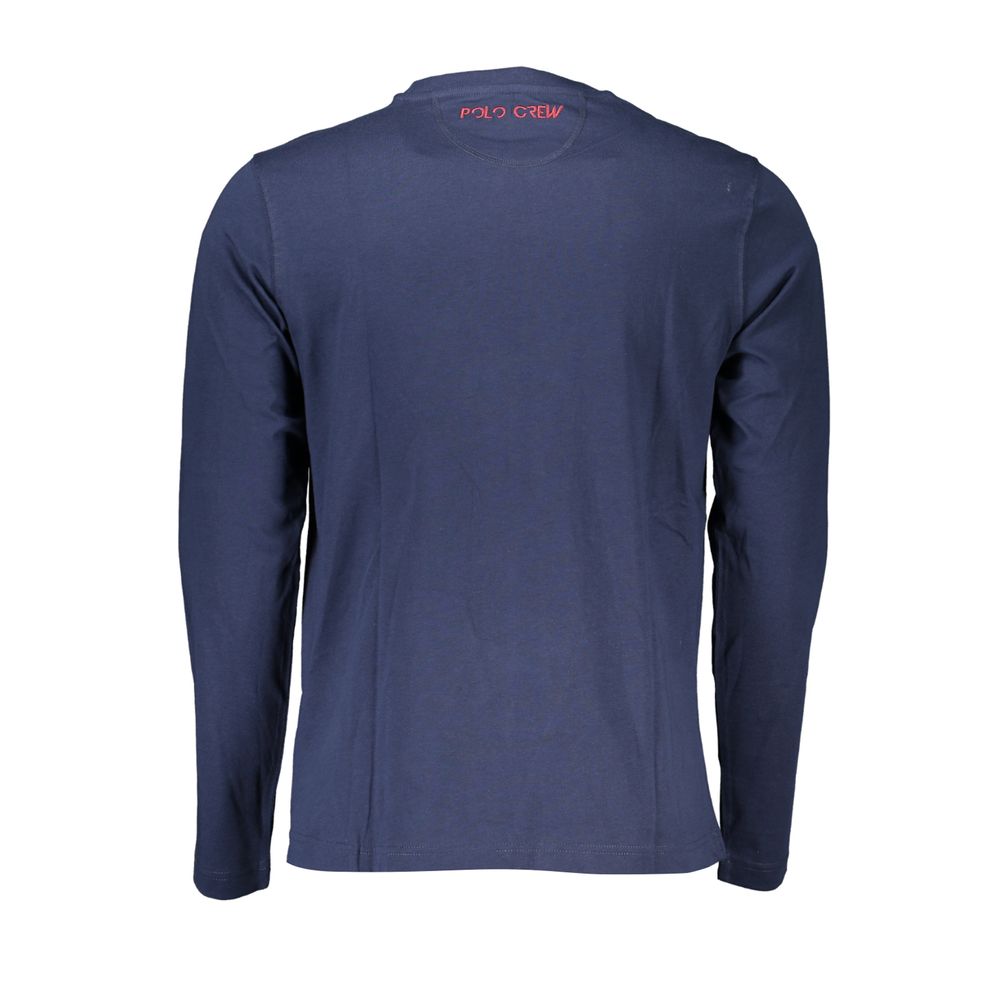 Tricou brodat cu guler rotund, albastru regal, La Martina