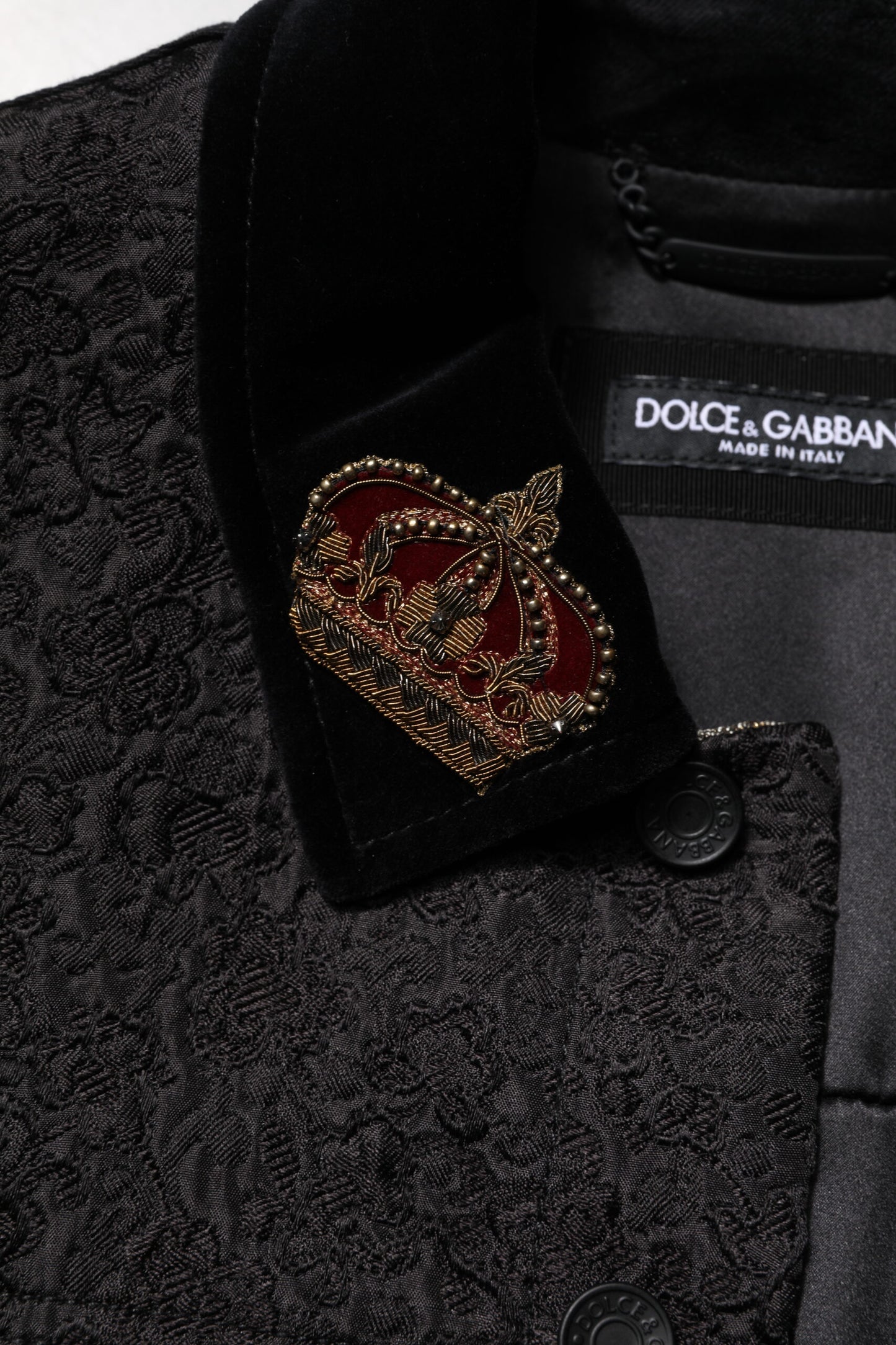 Dolce & Gabbana Jachetă biker pentru bărbați cu imprimeu floral auriu-negru