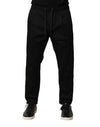 Pantaloni jogger Dolce & Gabbana negri din bumbac cu talie medie