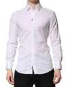 Dolce & Gabbana White GOLD Cotton Men Dress Formal Shirt