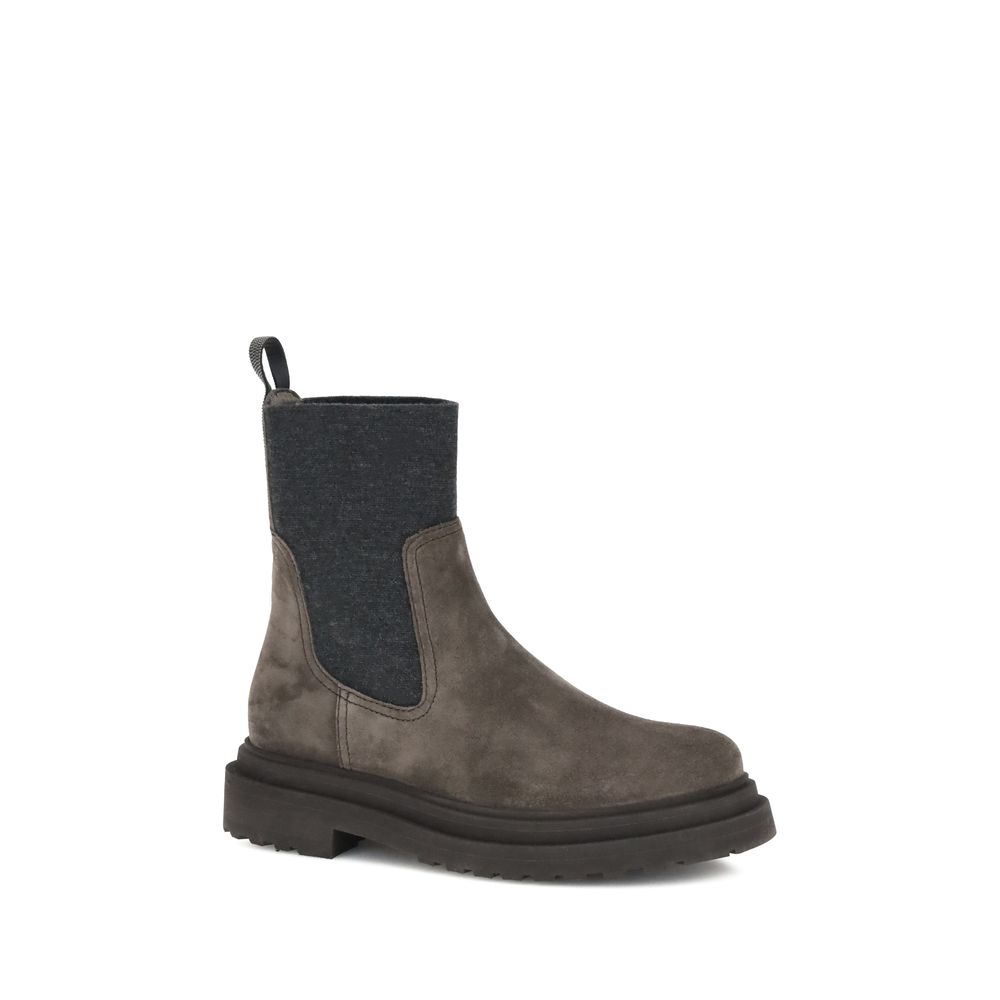 Botine din piele intoarsa Brunello Cucinelli