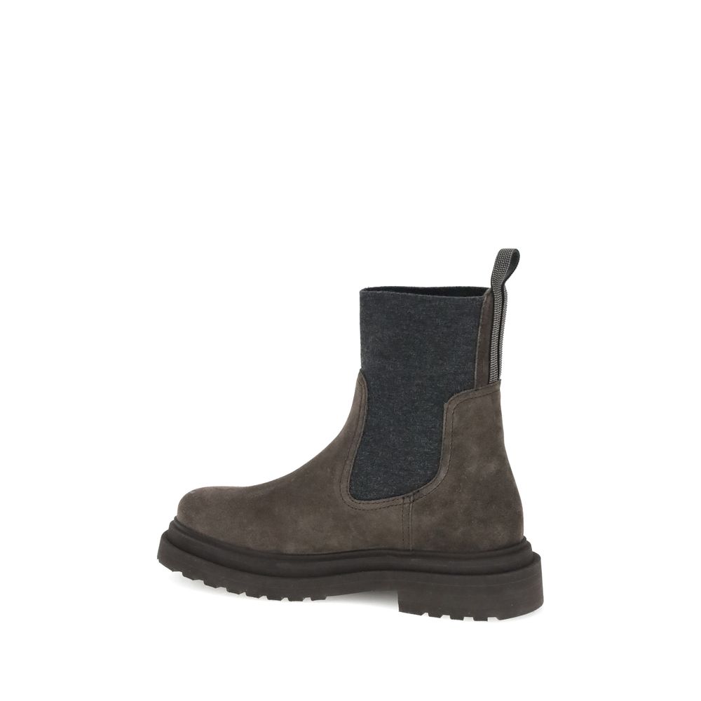 Botine din piele intoarsa Brunello Cucinelli