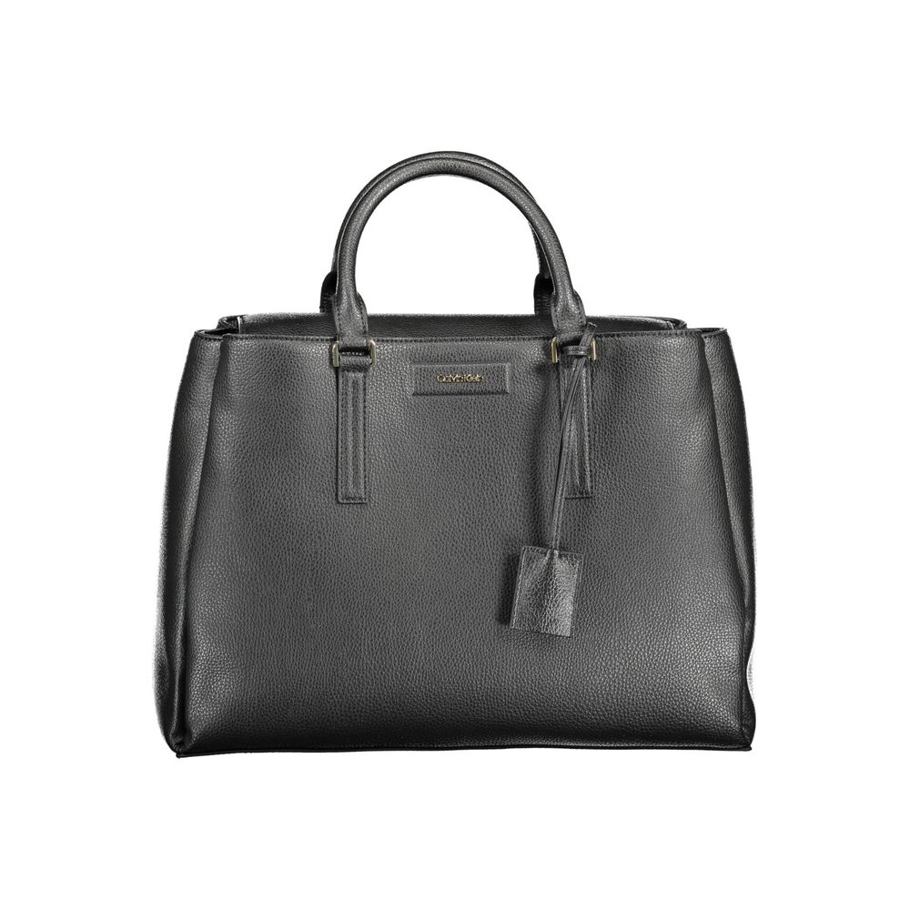 Geantă de mână Calvin Klein neagră din poliester reciclat pentru femei