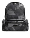 Dolce & Gabbana Gray Cotton Camouflage Logo Plaque Backpack Bag