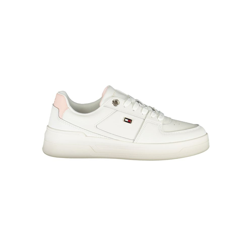 Teniși Tommy Hilfiger eleganți albi cu șireturi și detalii contrastante
