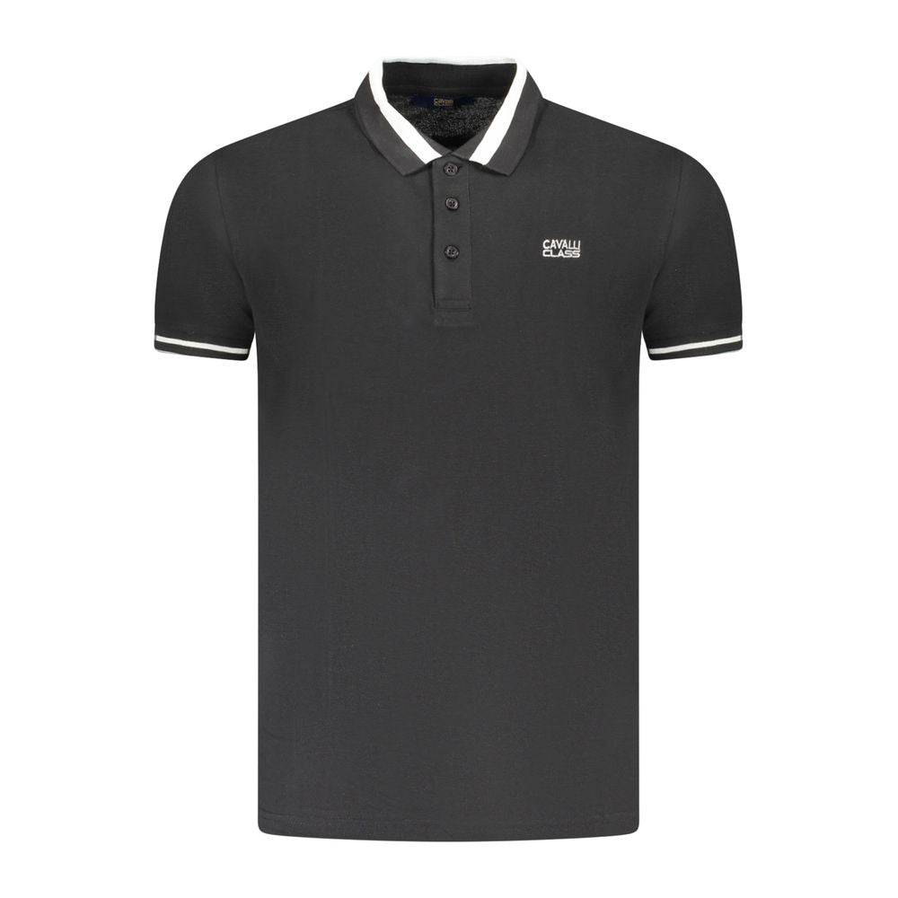 Tricou polo pentru bărbați Cavalli Class din bumbac negru
