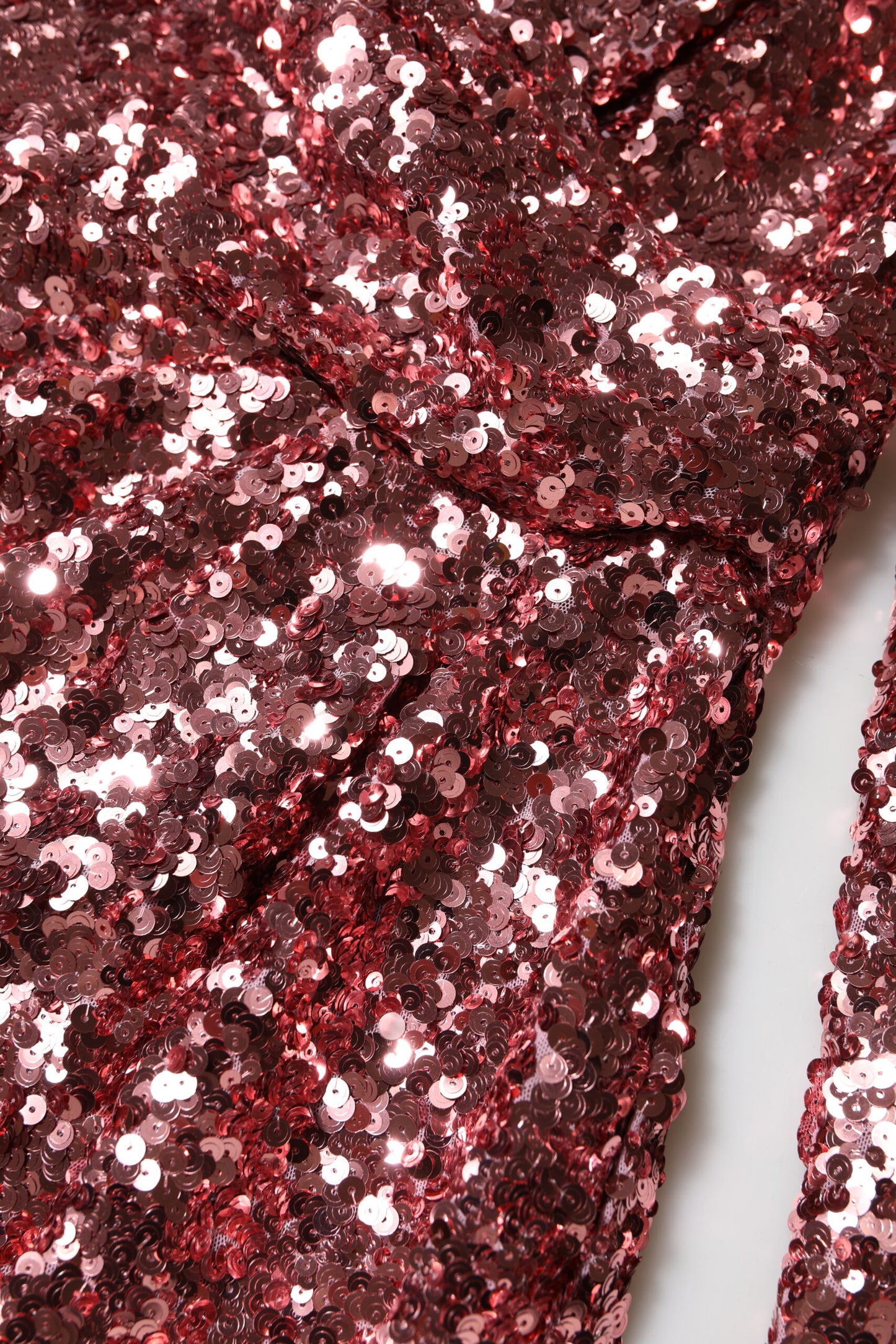 Dolce & Gabbana Pink Sequin Statement Nylon Midi V-Neck Dress