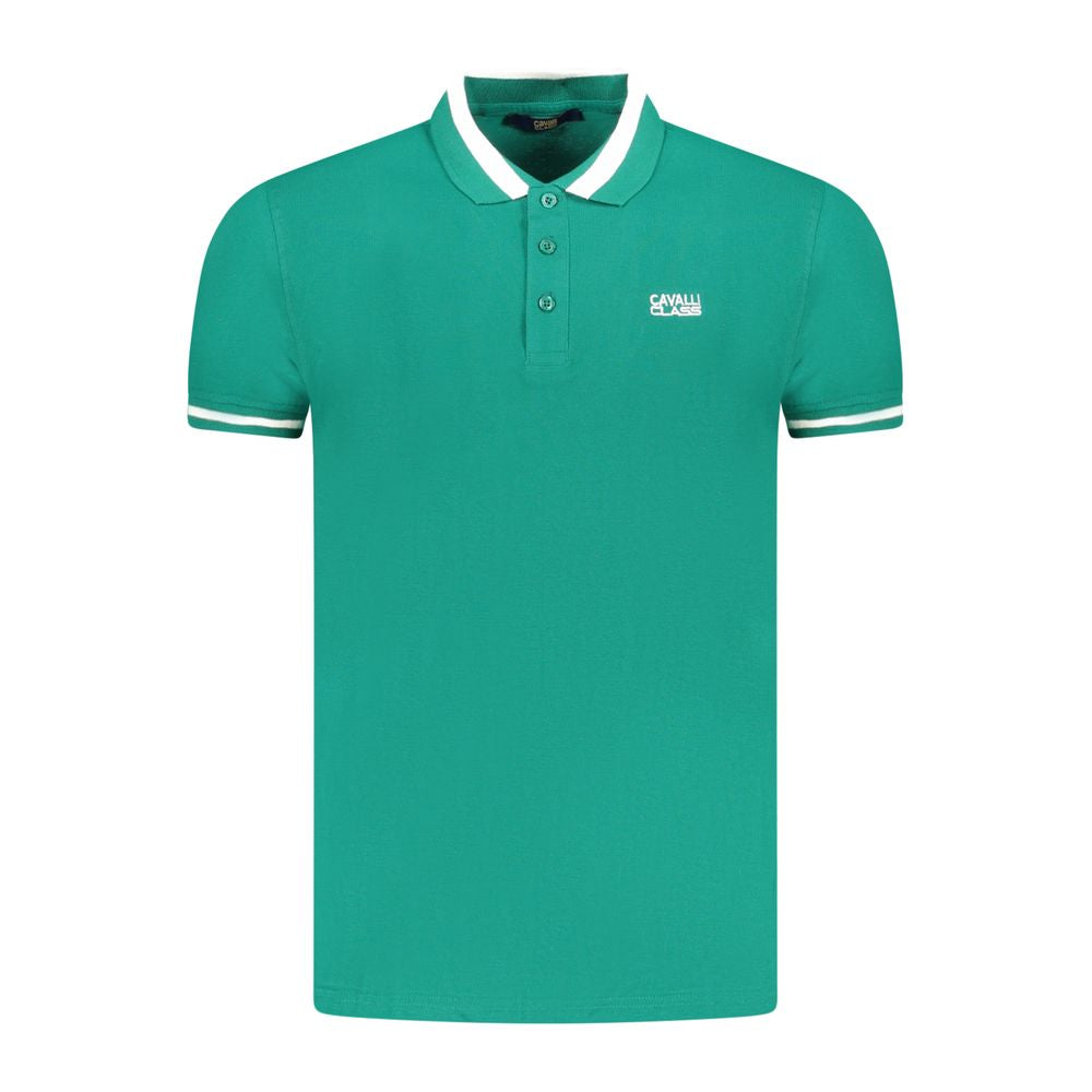 Tricou polo pentru bărbați Cavalli Class, verde, din bumbac