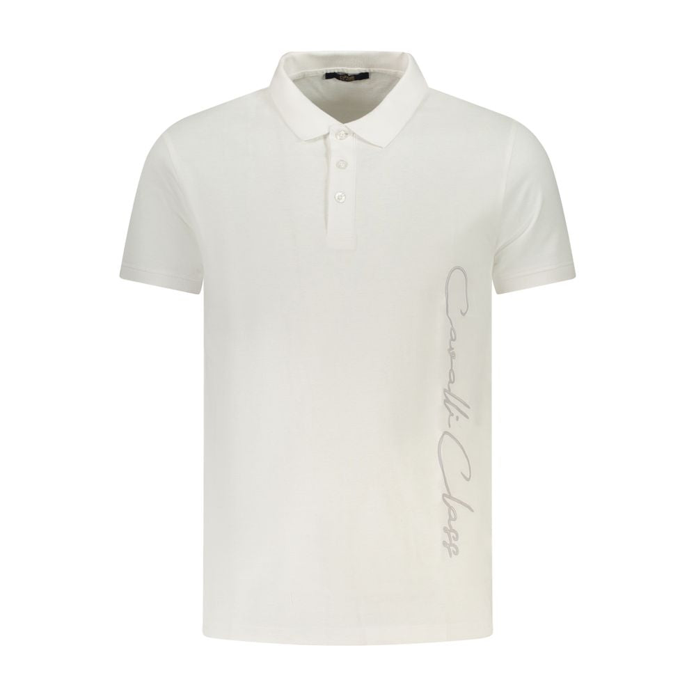 Tricou polo pentru bărbați Cavalli Class din bumbac alb