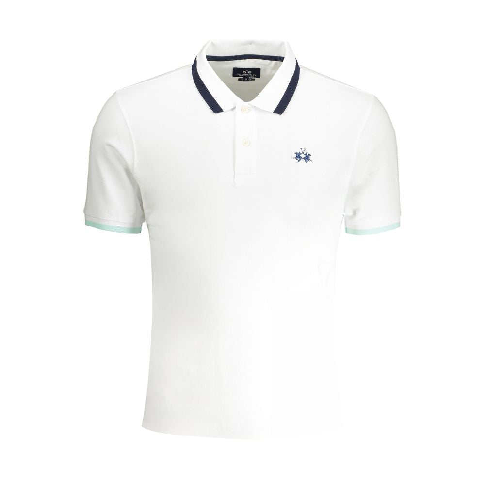 Tricou polo alb din bumbac La Martina