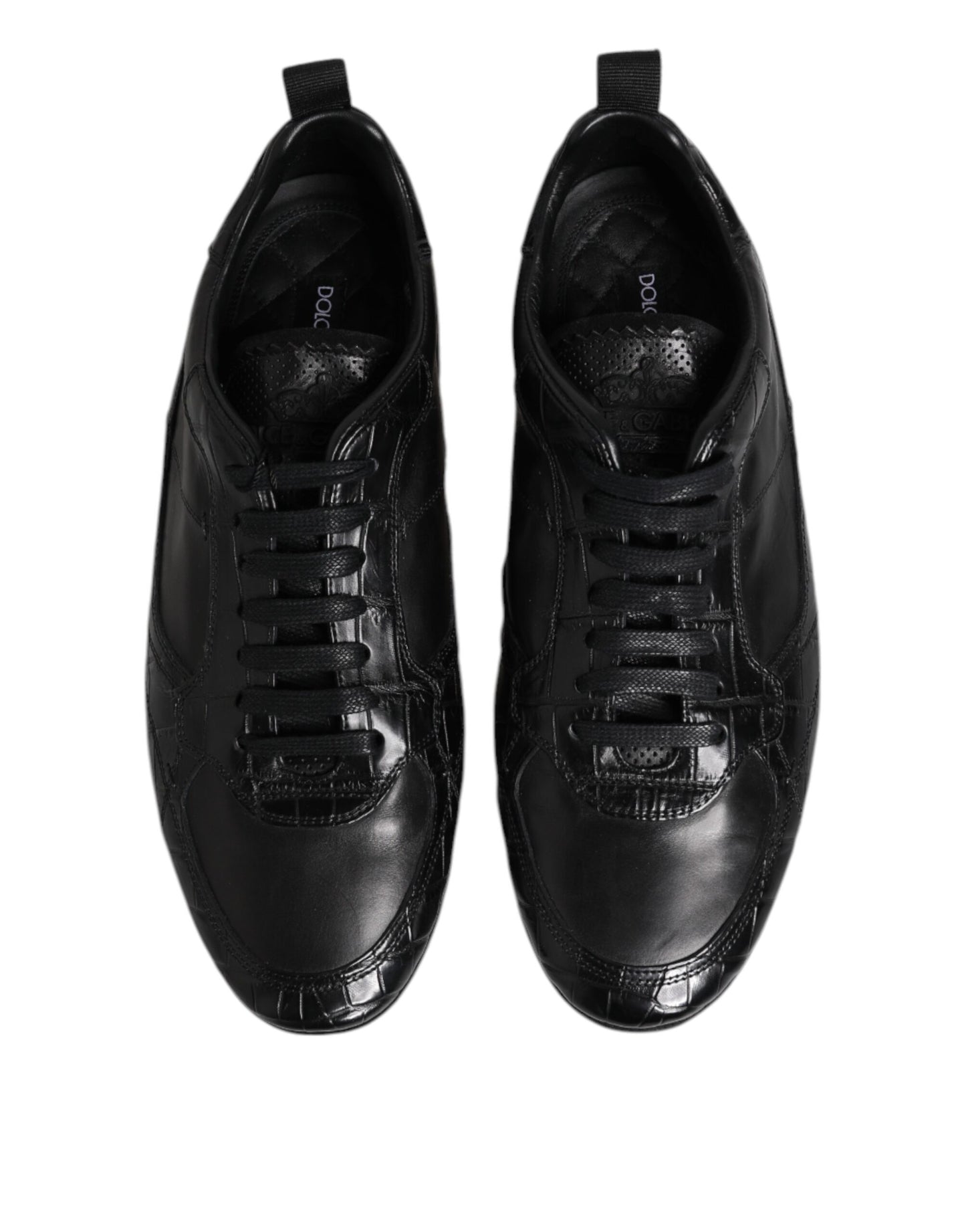 Dolce & Gabbana Black Exotic Leather Low Top Sneakers Shoes
