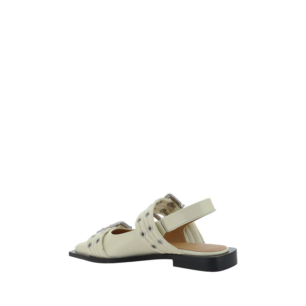 Balerini Ganni cu cataramă feminină și slingback