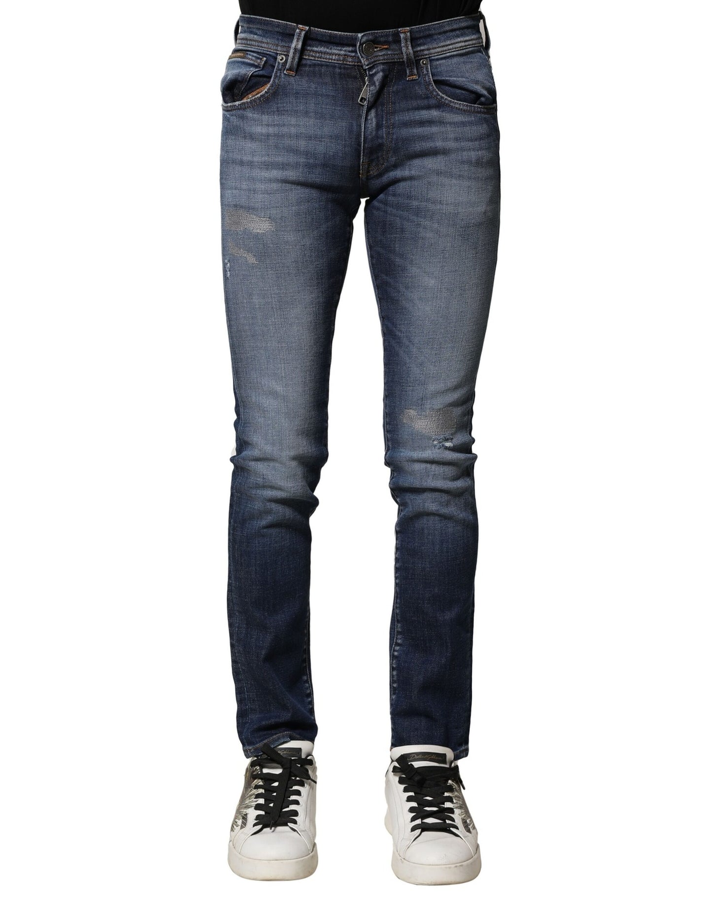 Dolce & Gabbana Blue Washed Cotton Slim Fit Men Denim Jeans