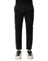 Dolce & Gabbana Black Gray Cotton Tapered Men Pants