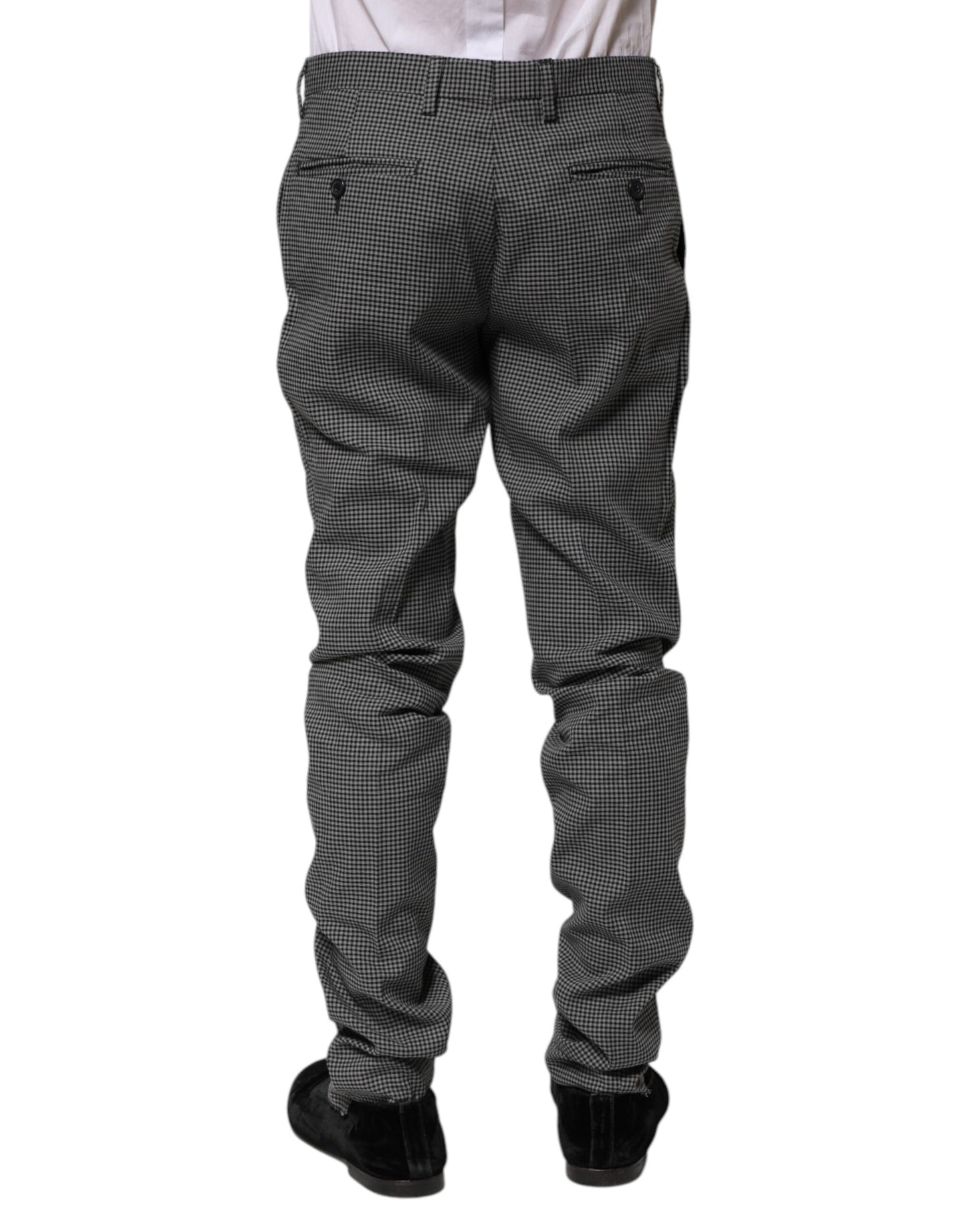 Pantaloni eleganți conici în carouri albi și negri BENCIVENGA