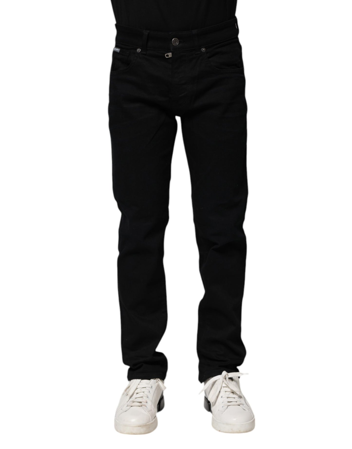 Blugi skinny din denim negri din bumbac Dolce & Gabbana