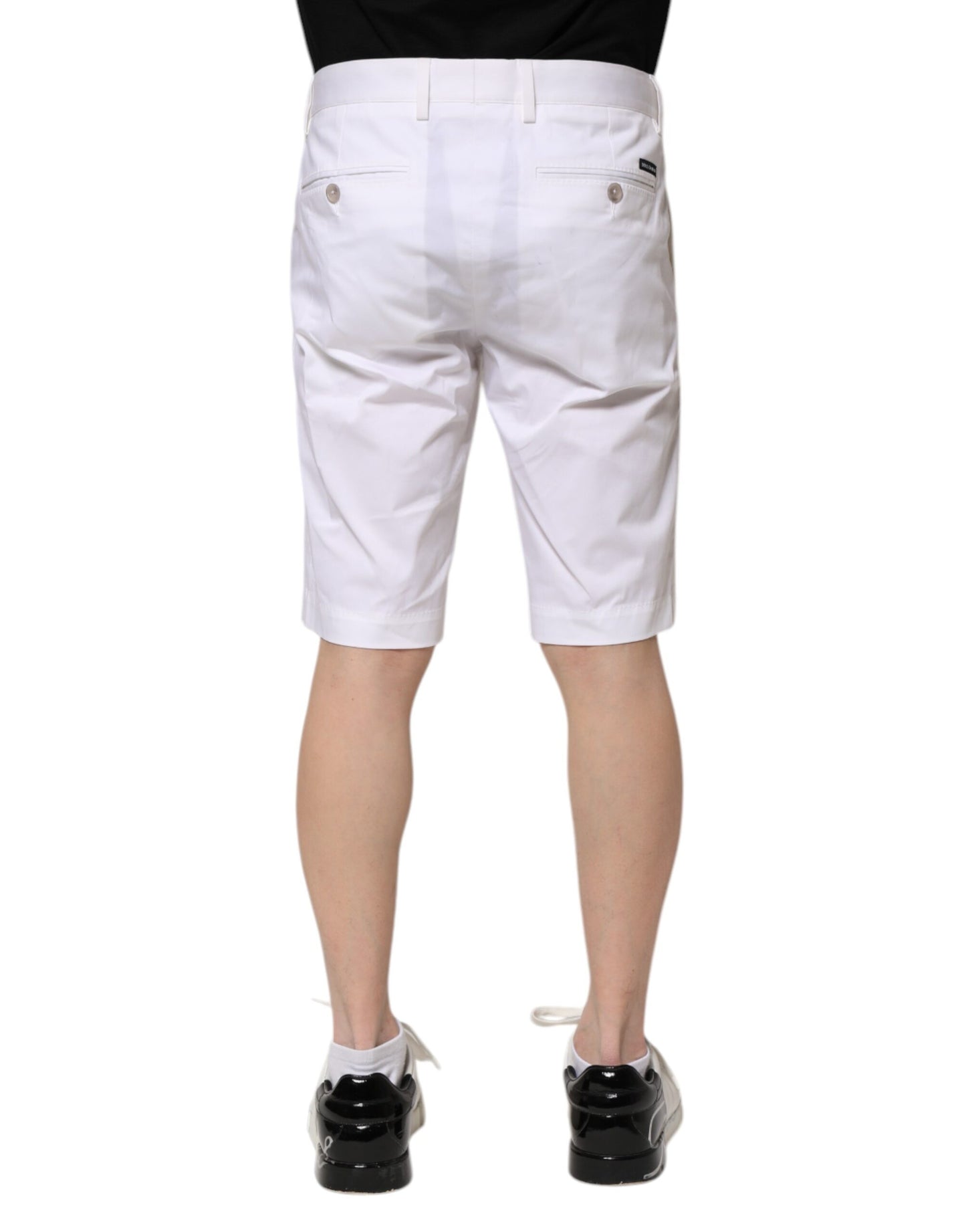 Pantaloni scurți Dolce & Gabbana din denim elastic, din bumbac alb, pentru bărbați