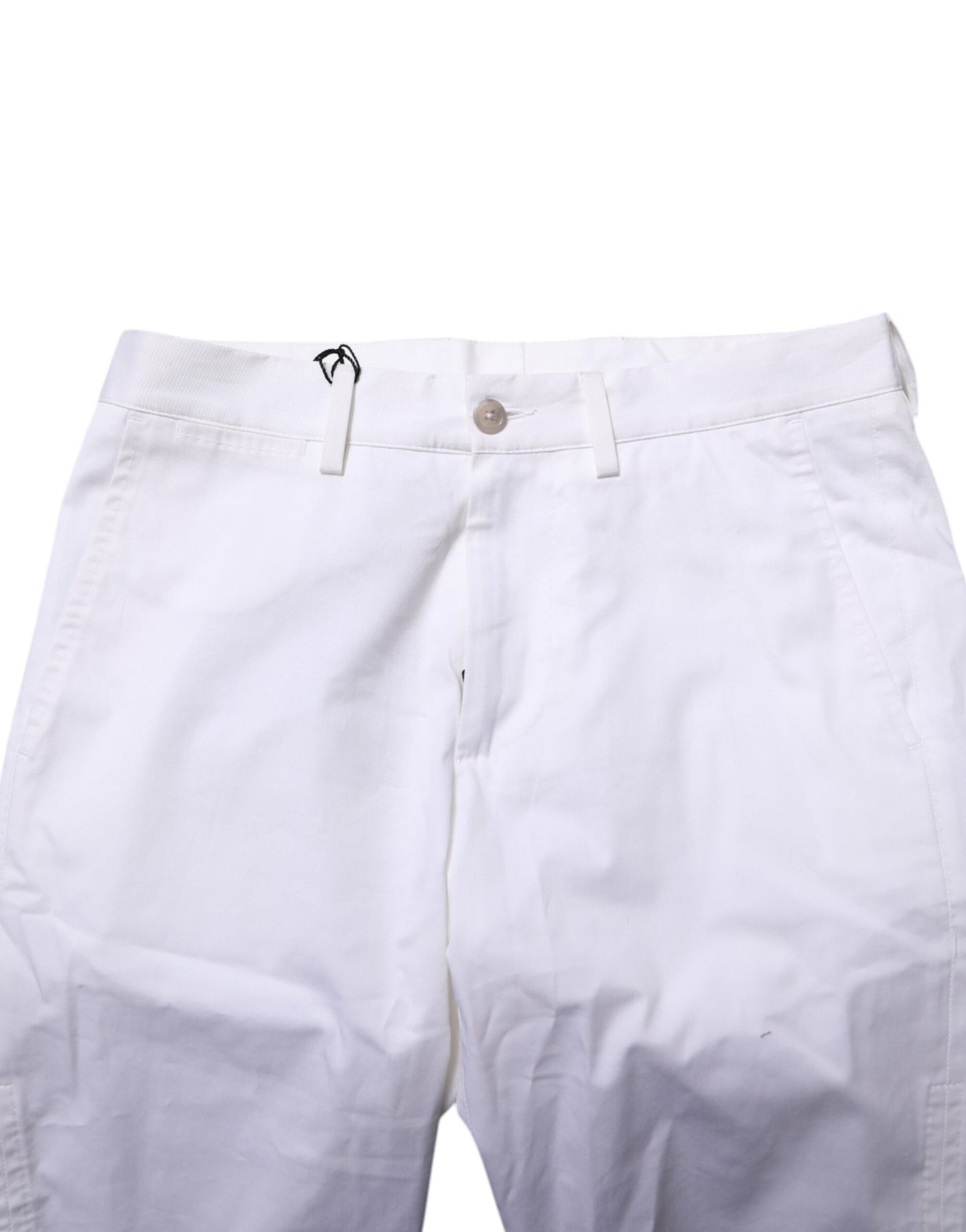 Pantaloni scurți Dolce & Gabbana din denim elastic, din bumbac alb, pentru bărbați