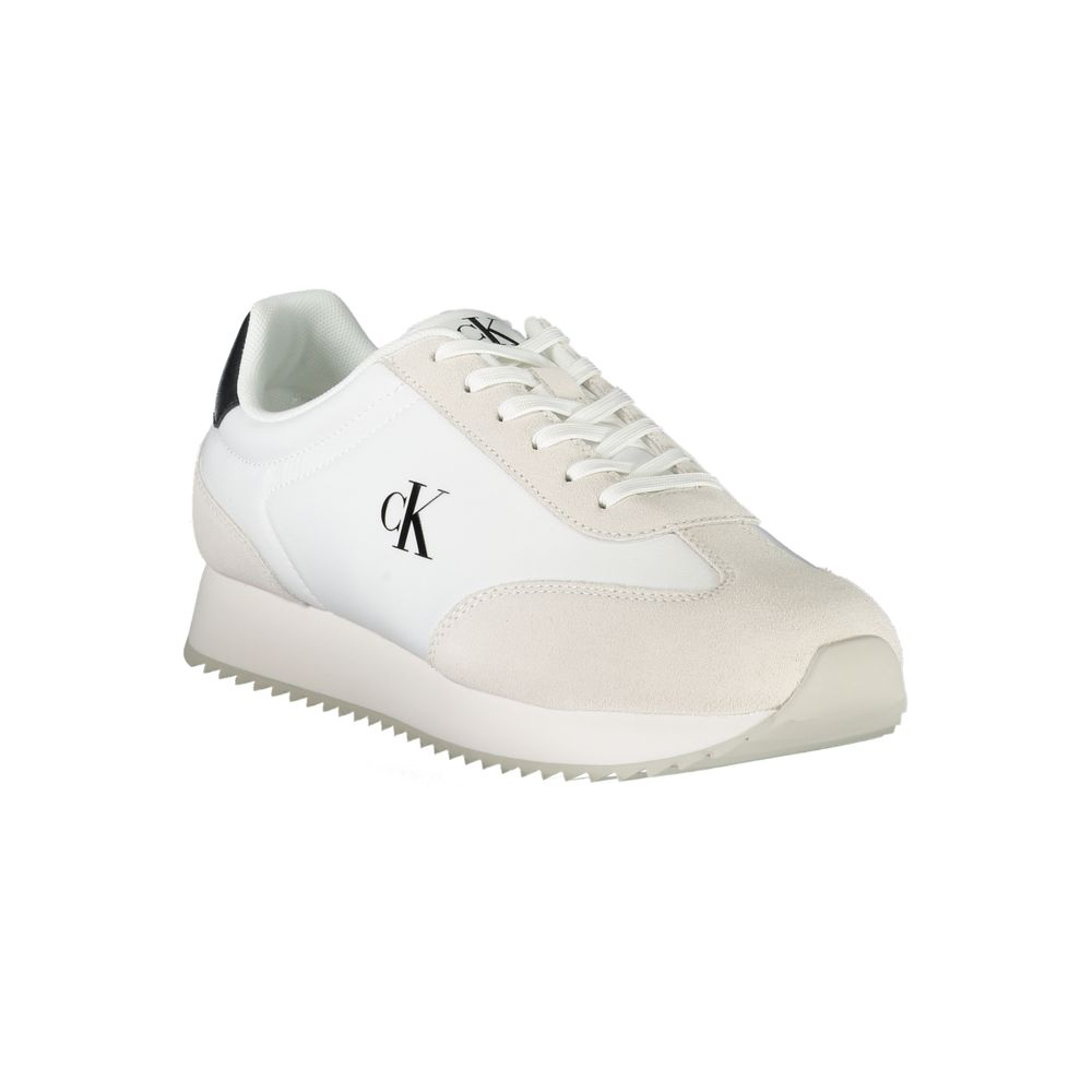 Teniși Calvin Klein din piele albă pentru bărbați