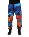 Pantaloni de trening Dolce & Gabbana albaștri cu imprimeu hawaian