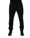Dolce & Gabbana Pantaloni sport negri din bumbac pentru bărbați