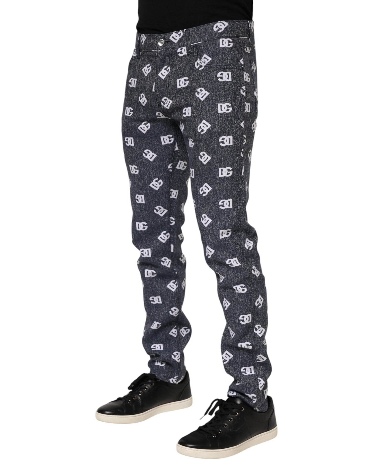 Dolce & Gabbana Dark Gray Logo Cotton Skinny Slim Denim Jeans