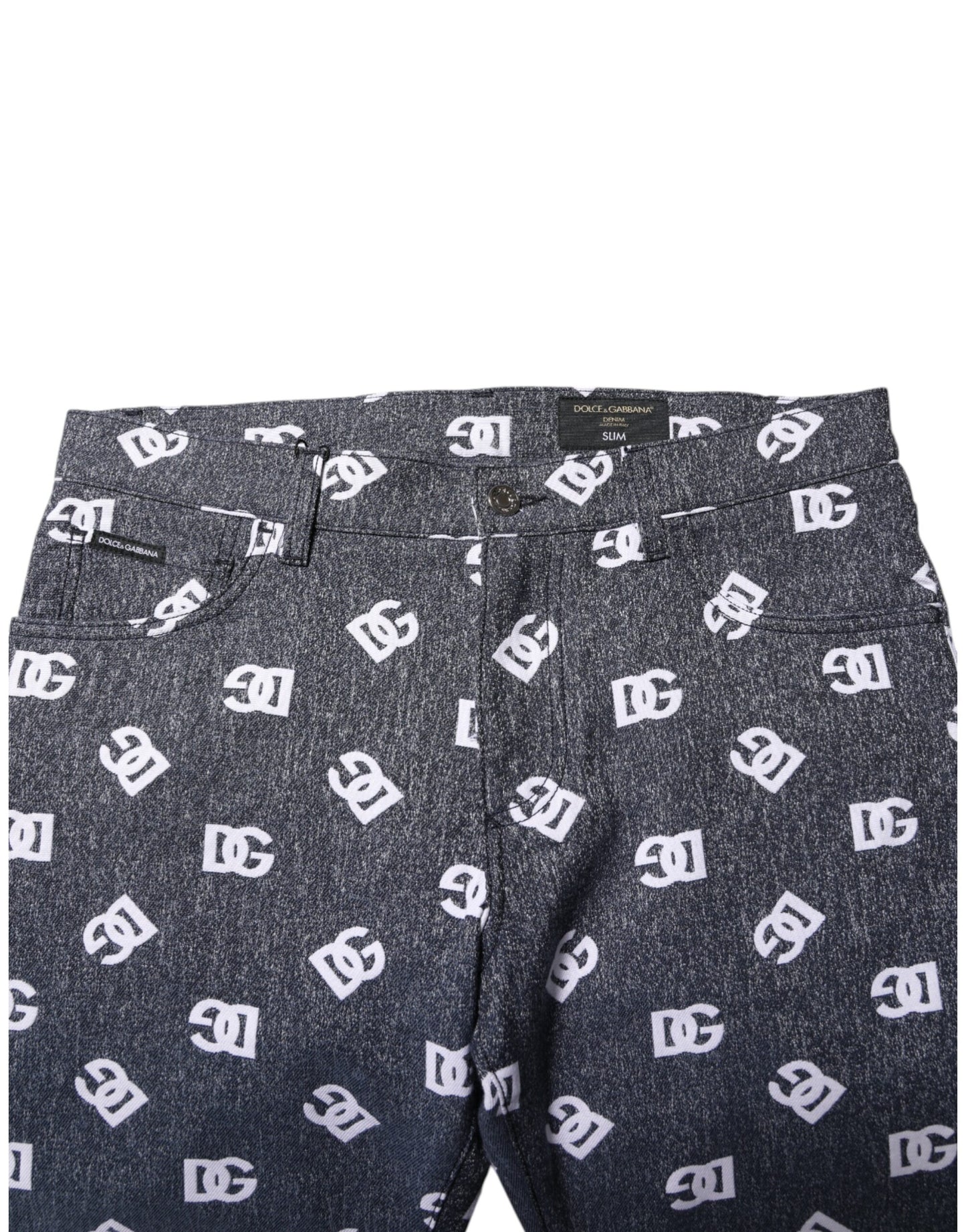 Blugi Dolce & Gabbana gri închis cu logo din bumbac și slim skinny din denim