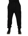 Pantaloni jogger Dolce & Gabbana negri din bumbac cu șnur