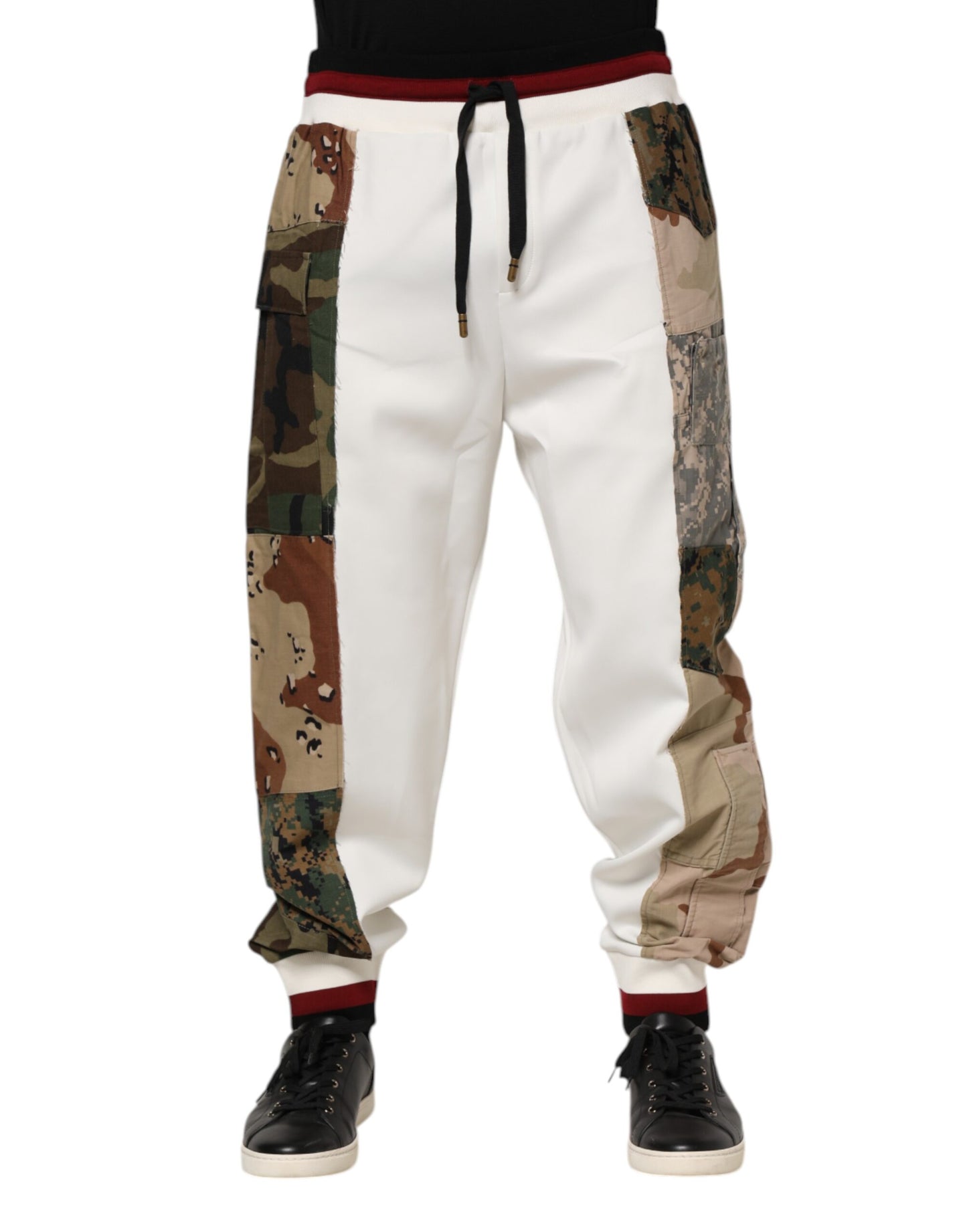 Pantaloni jogger Dolce & Gabbana albi cu imprimeu petic