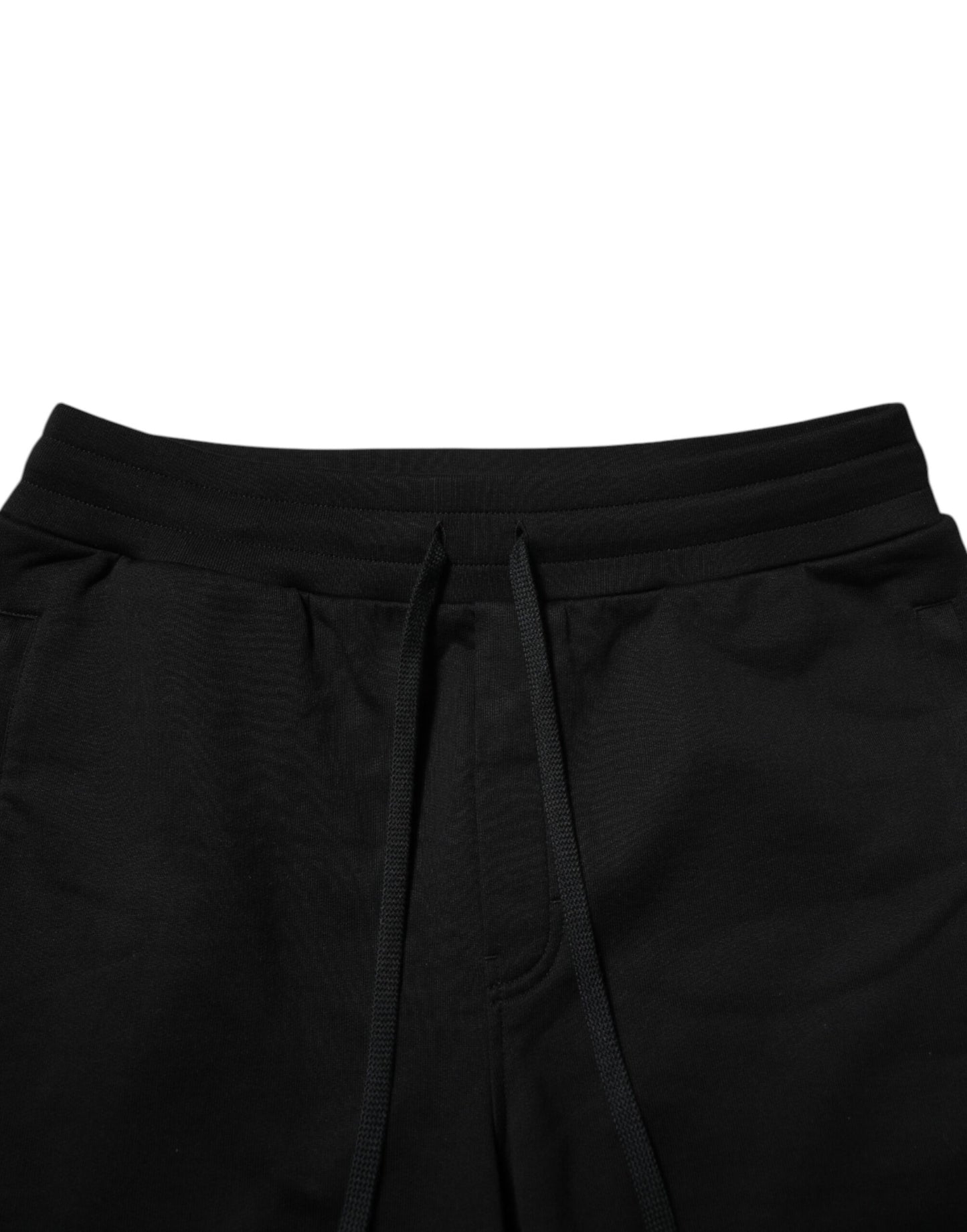 Dolce & Gabbana Pantaloni jogging negri din bumbac cu bandă cu logo pentru bărbați