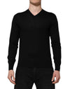 Dolce & Gabbana Dark Gray Embroidered Logo Pullover Sweater