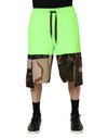 Dolce & Gabbana Green Patchwork Cargo Bermuda Men Shorts
