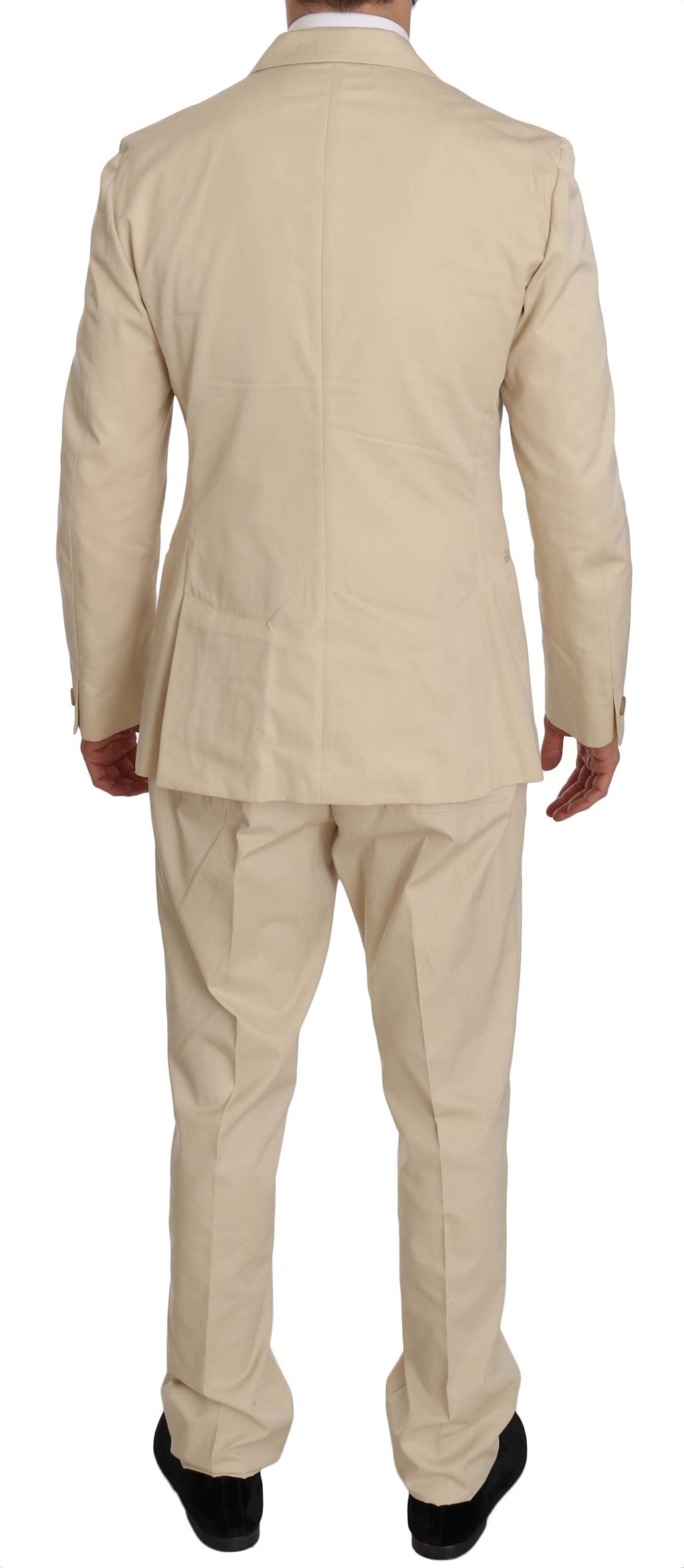 Costum Romeo Gigli din două piese, 3 nasturi, bej, din bumbac, uni