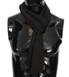 Dolce & Gabbana Dark Gray Virgin Wool Striped Pattern Wrap Scarf