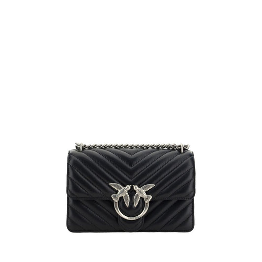 PINKO Black Calf Leather Bos Taurus Shoulder Bag