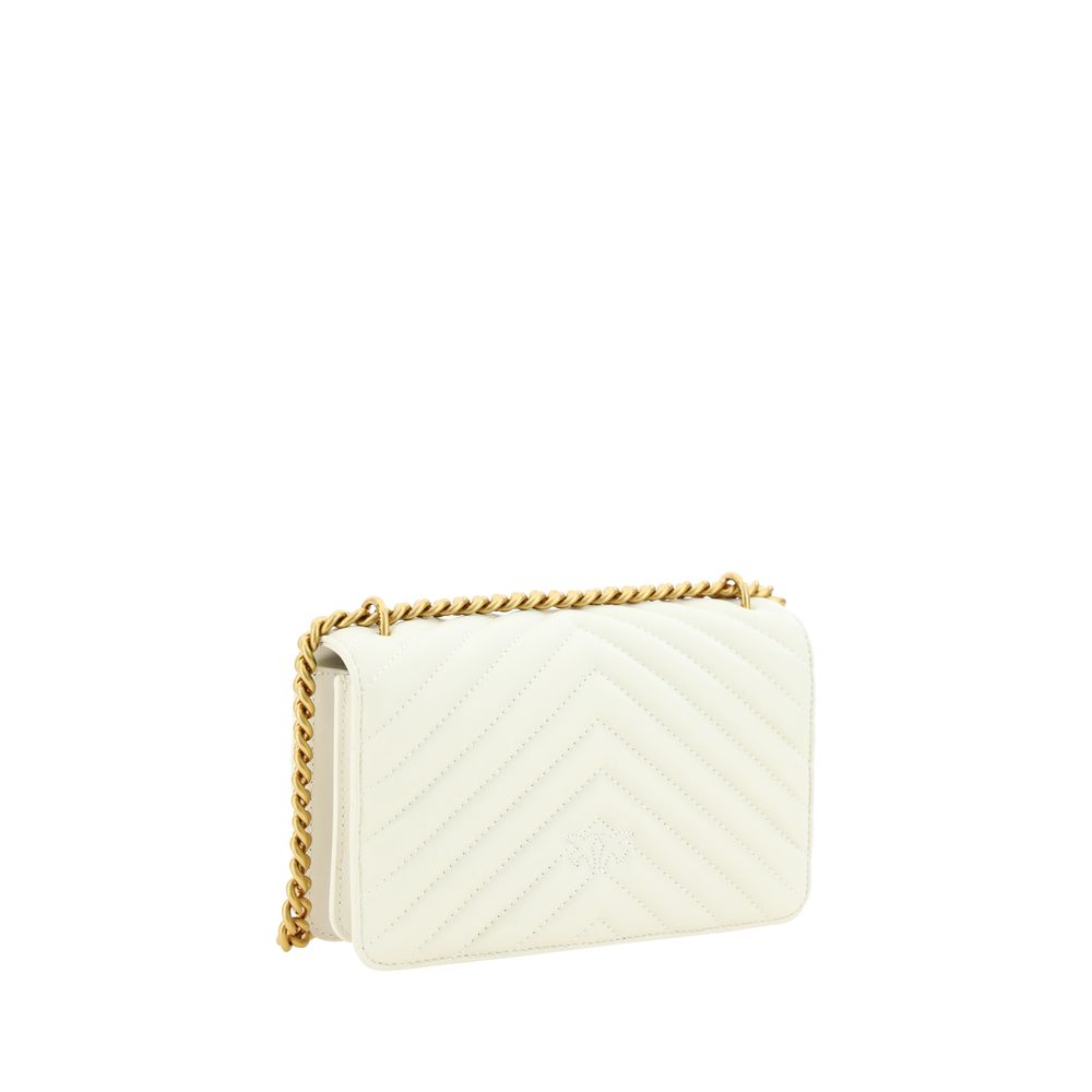 PINKO White Calf Leather Bos Taurus Shoulder Bag