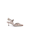 Fendi Cream Polyamide Mid Heel Pumps